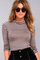 Lulus | Anything Is Posh-ible Mauve Striped Top | Size Large | Purple