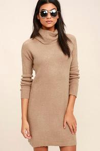 Bb Dakota Collins Taupe Sweater Dress
