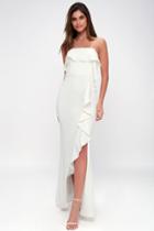 Aquarius White Strapless Ruffled Maxi Dress | Lulus