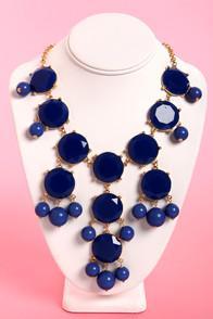 Ana Bubble Bee Dark Blue Statement Necklace