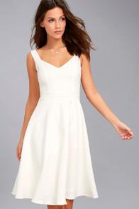 Lulus Gimme A Smooch White Midi Skater Dress