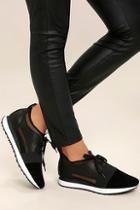 Steve Madden Altitude Black Leather And Mesh Sneakers