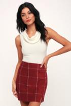 Spence Wine Red Plaid Mini Skirt | Lulus