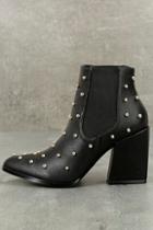 Liliana Kestrel Black Studded Ankle Booties