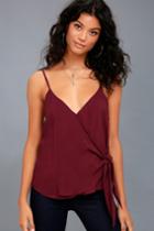 Re:named | Take Note Burgundy Wrap Tank Top | Size Large | Red | 100% Rayon | Lulus