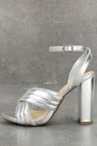 Delicious | Genevieve Silver Ankle Strap Heels | Size 6 | Vegan Friendly | Lulus