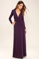 Lulus Chic-quinox Plum Purple Long Sleeve Maxi Dress