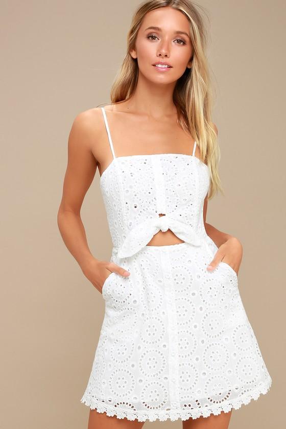 Lost + Wander Bianca White Lace Tie-front Dress | Lulus