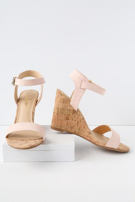Whitney Blush Suede Wedge Sandal Heels | Lulus