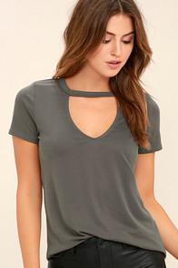 Lulus Once In A Wild Washed Olive Green Top