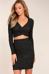 Lulus Arabesque Heather Black Two-piece Dress
