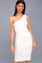 Lulus | Evening Soiree White One-shoulder Bodycon Midi Dress
