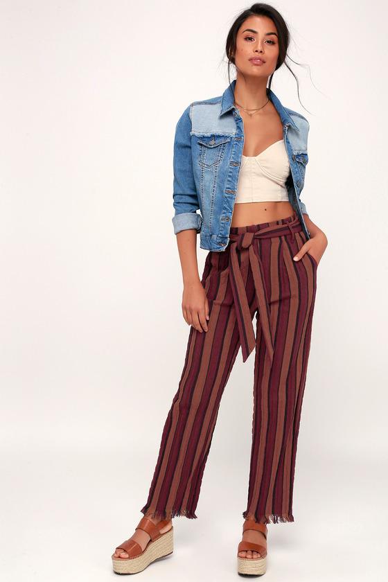 Renfroe Burgundy Striped Pants | Lulus