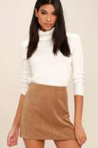 Lulus | Head Of The Class Brown Corduroy Mini Skirt | Size Medium | 100% Polyester