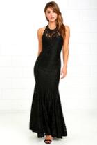 Lulus Live Forever Black Lace Maxi Dress