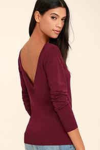 Lulus Me Too Wine Red Backless Sweater Top