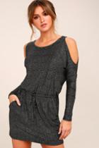 Chaser Glitter Jersey Black And Silver Cold Shoulder Dress | Lulus