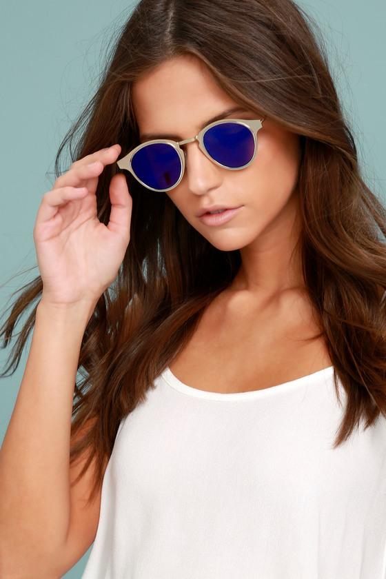 Spitfire Sunglasses | Spitfire Warp Gold And Blue Sunglasses | Lulus