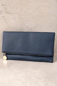 Lulus Get Up And Go Navy Blue Clutch