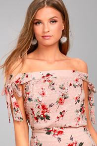 Lost + Wander Serra Blush Pink Floral Print Crop Top