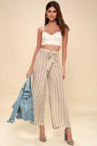 Amuse Society Even Tides Beige Striped Culottes | Lulus