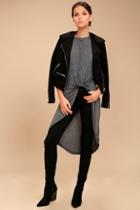 Olive + Oak Marybeth Heather Grey Knotted High-low Maxi Top
