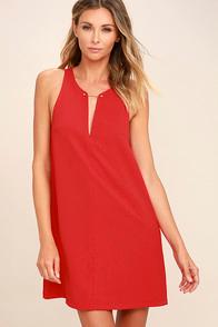 Lulus Near Or Bar Red Shift Dress