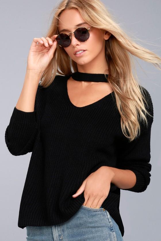 Lost + Wander | Madison Black Cutout Sweater | Size Small/medium | Lulus