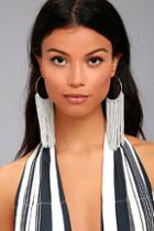 Lulus Wings Of The Wind Gold And Grey Fringe Earrings
