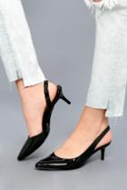 Steve Madden | Vera Black Patent Slingback Kitten Heels | Size 6 | Lulus