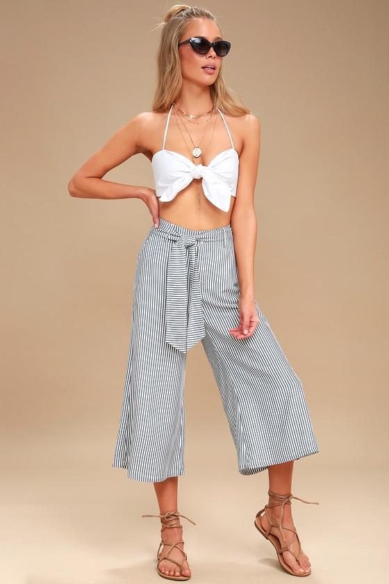 Jack By Bb Dakota Selva Navy Blue And White Striped Culottes | Lulus