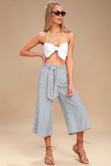 Jack By Bb Dakota Selva Navy Blue And White Striped Culottes | Lulus