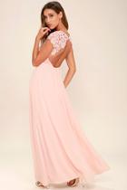 Lulus The Greatest Blush Pink Lace Maxi Dress