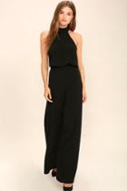 Lulus | Moment For Life Black Halter Jumpsuit | Size X-small