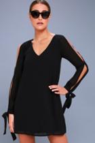 Lulus | First Date Black Long Sleeve Shift Dress