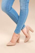 Qupid Ridley Warm Taupe Suede Pumps | Lulus