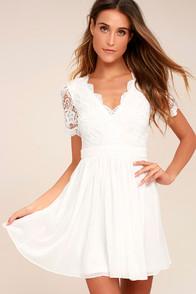 Lulus Angel In Disguise White Lace Skater Dress