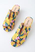 Qupid Logan Pink Multi Banana Print Mules | Lulus