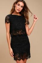 Lulus Live For The Night Black Lace Skirt