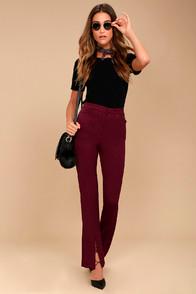 Lulus Her Life Burgundy High Waisted Trouser Pants