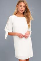 Unspoken Love White Tie-sleeve Shift Dress | Lulus