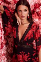 Feel The Love Black And Red Floral Print Bell Sleeve Dress | Lulus