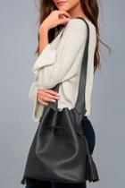 Lulus Style Symmetry Black Drawstring Bucket Bag