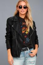 Signature 8 | With The Band Black Vegan Leather Moto Jacket | Size Medium/large | Vegan Friendly | Lulus