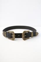 Traveling Song Black And Gold Double Buckle Belt | Lulus