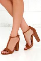 Liliana There And Everywhere Cognac T-strap High Heel Sandals