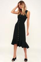 When We First Met Black Button Front Midi Dress | Lulus