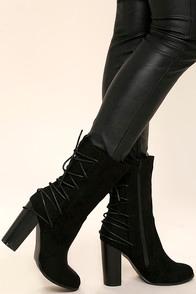 So Me Night Life Black Suede Mid-calf High Heel Boots