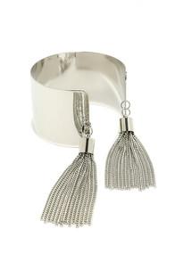 Lulu*s Tassel Tamer Silver Cuff Bracelet