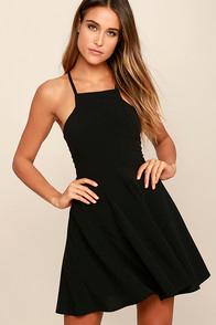 Lulus Call To Charms Black Skater Dress